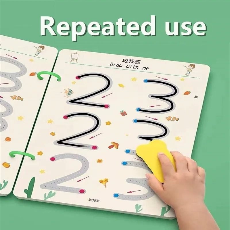 A4 Kids Educational Learning Tracing Book | 64 Pages Dot-to-Dot Activity Workbook with 2 Markers & Duster