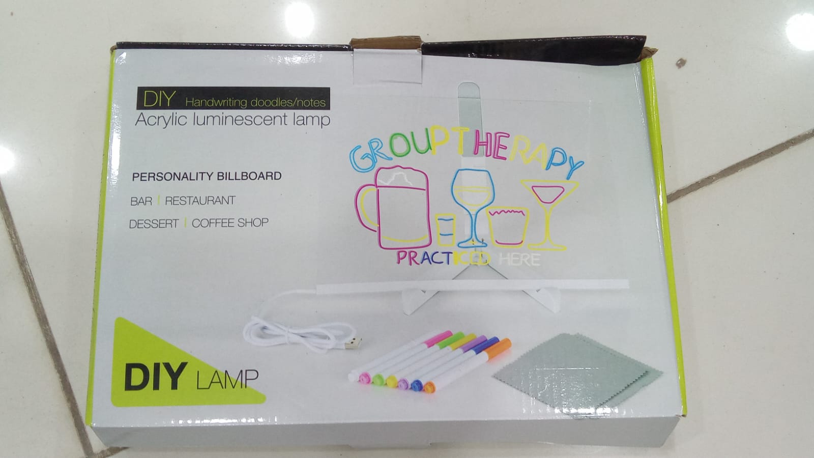LED Light-Up Writing Board 20×30 cm Acrylic Message Pad with Stand Colorful DIY Notes Erasable Marker Display Board